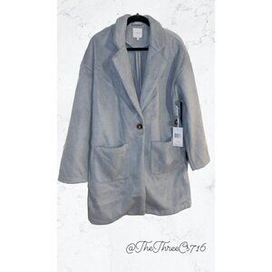 Womens Cyrus Grey Single Button Coat Slate Blue Size XL NWT